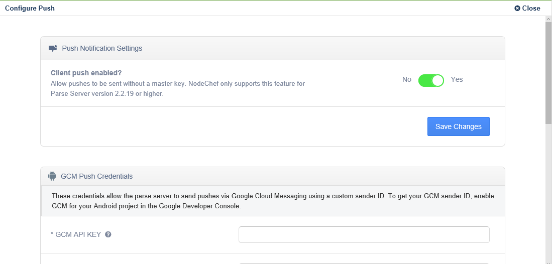 Parse Server client push