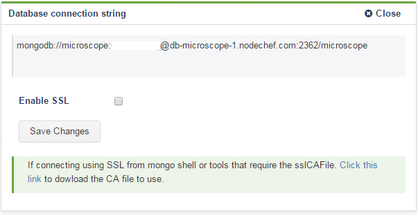 Enable database SSL connections