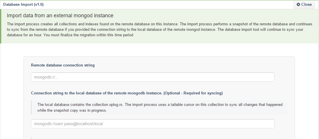 Copy mongodb database - NodeChef
