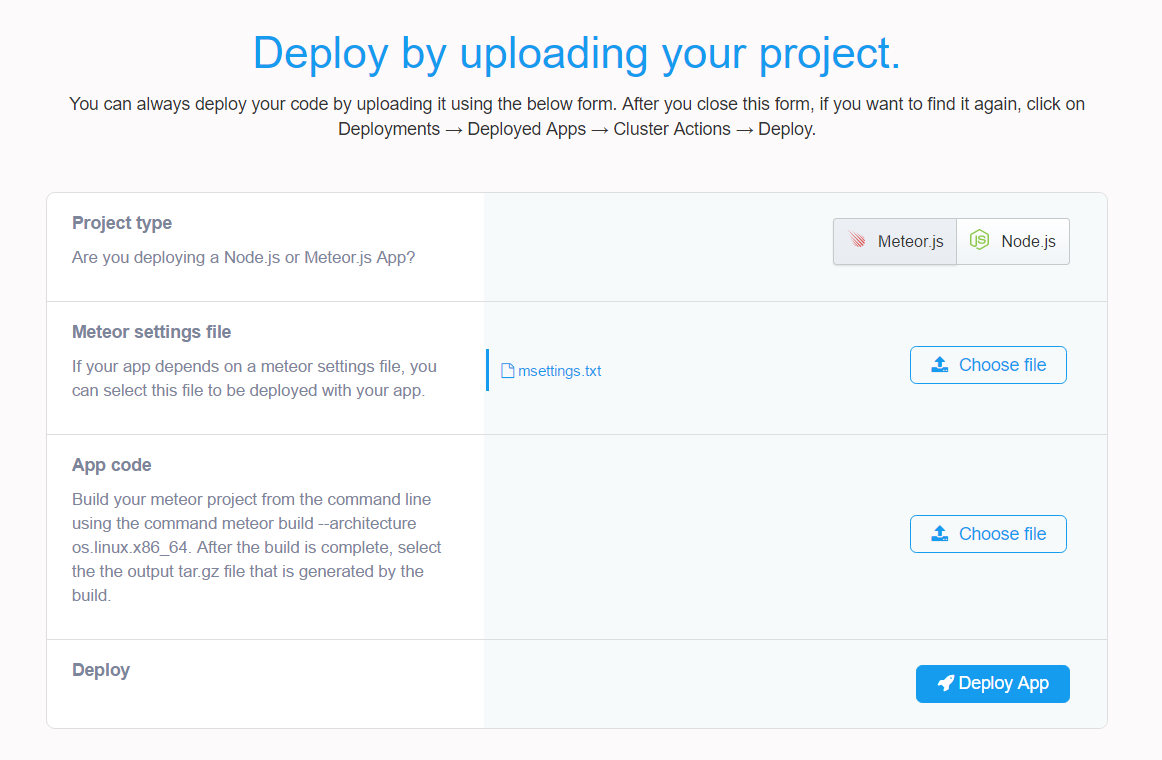Upload your node.js project