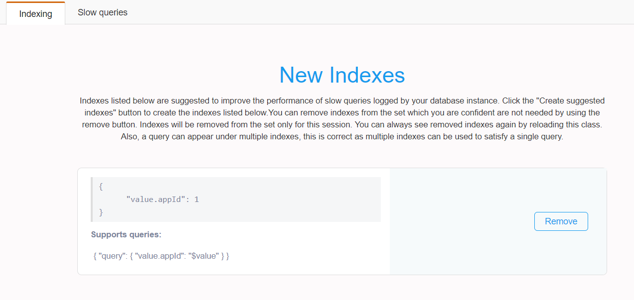 Index suggestions