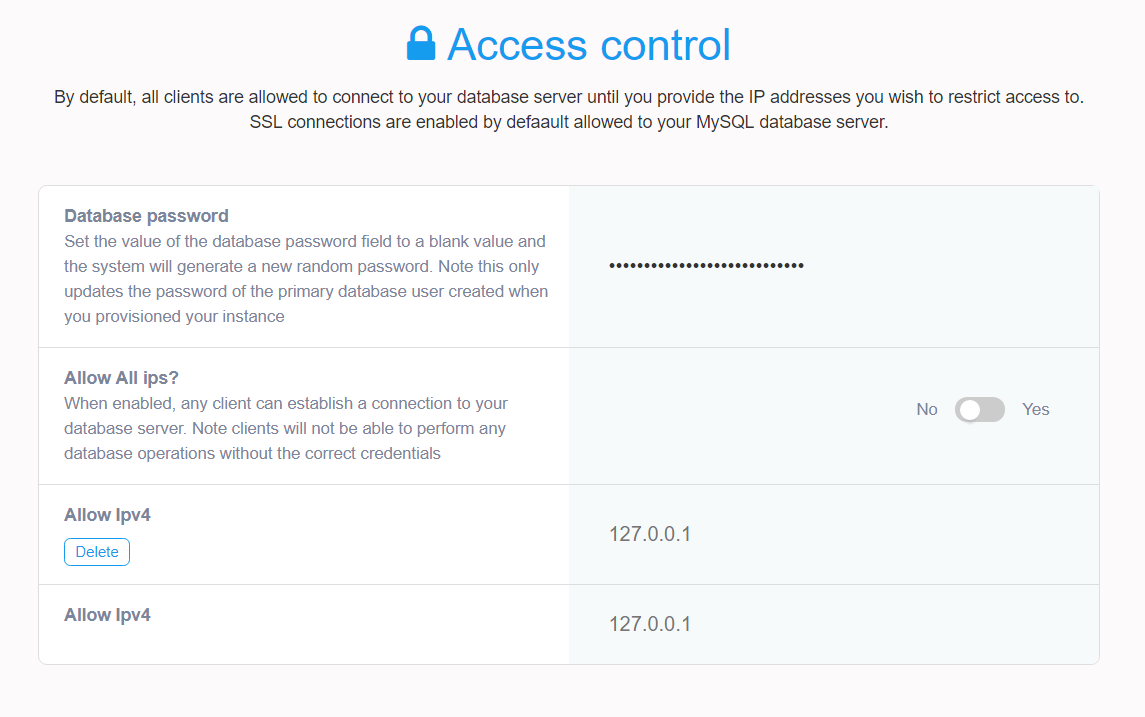 MySQL IP whitelisting