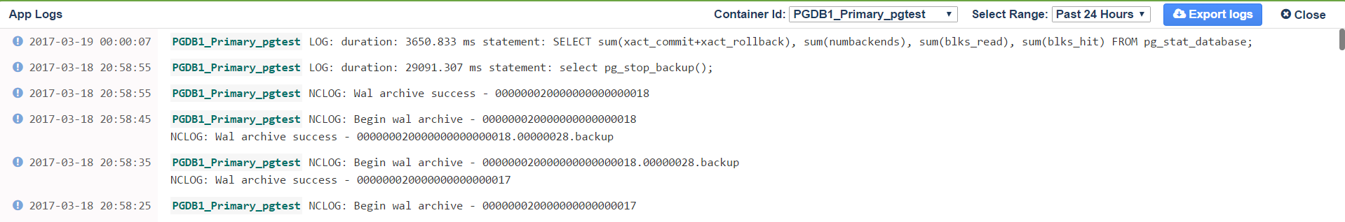 Postgres logs