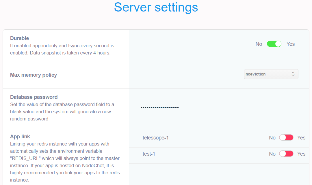 Redis configuration on NodeChef