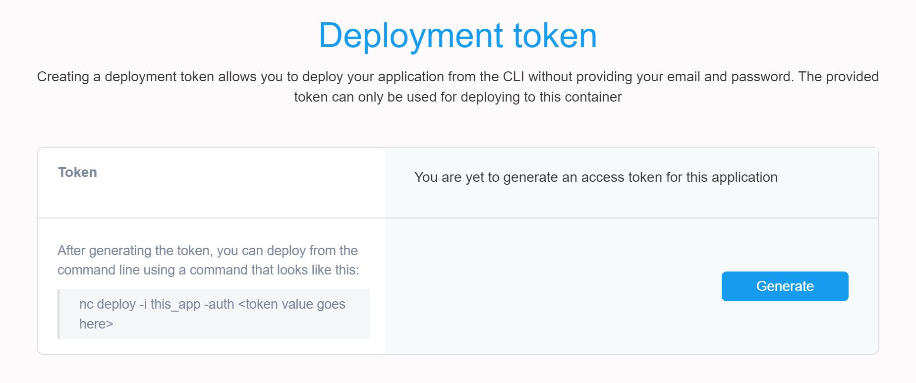 NodeChef deployment token