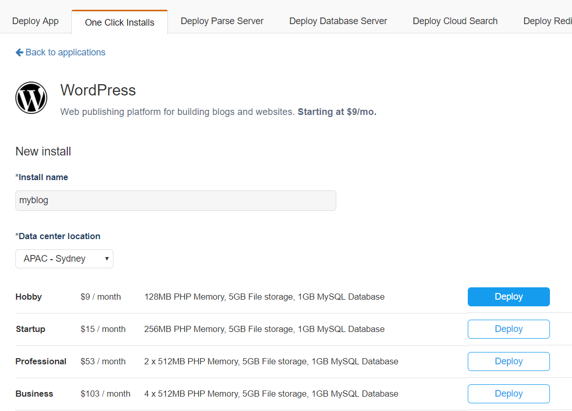 Deploy WordPress