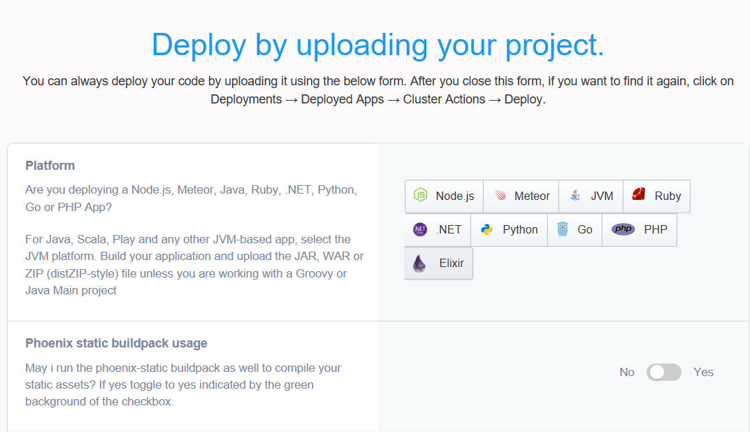 Elixir, Phoenix static buildpack selection